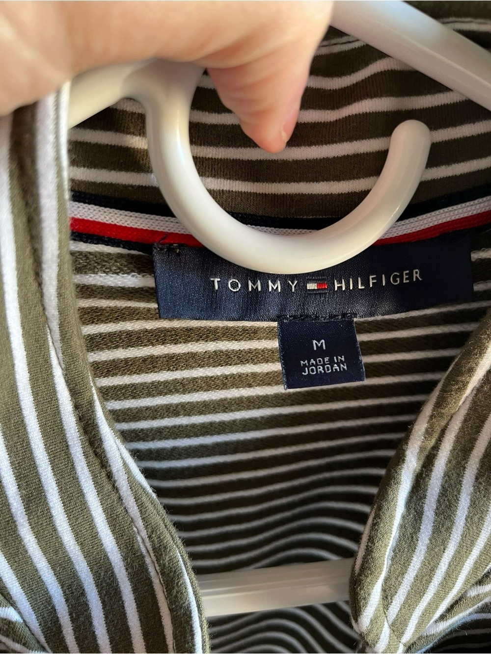 Tommy Hilfiger Olive Green & White Striped Military-Style Blazer NWOT Size M - Picture 3 of 9